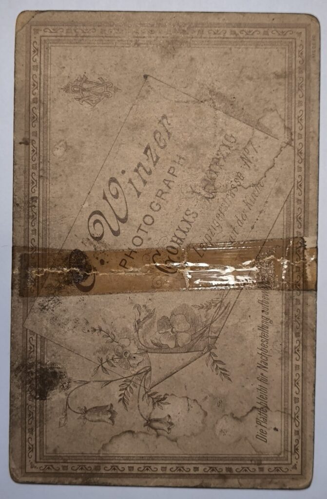 carta de visita, revers